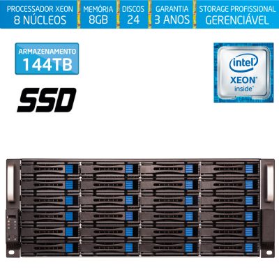 Servidor de Armazenamento Silix® 8* Núcleos X1200H24 V6 Intel® Xeon E3-1230 V6 3.5 Ghz 8 MB / 8GB DDR4 / 120GB SSD + 144TB SATA3 / RAID Dedicado 24 Portas 512MB / USB 3.0 / RACK 4U / Hot-Swap