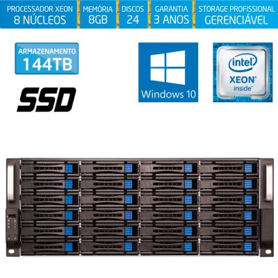Servidor de Armazenamento Silix® 8* Núcleos X1200H24 V6 Intel® Xeon E3-1230 V6 3.5 Ghz 8 MB / 8GB DDR4 / 120GB SSD + 144TB SATA3 / RAID Dedicado 24 Portas 512MB / USB 3.0 / RACK 4U / Hot-Swap / Windows 10 Pro OEM